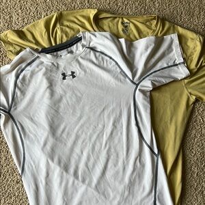 Under Armour Men's White and Yellow Short Sleeve Tees